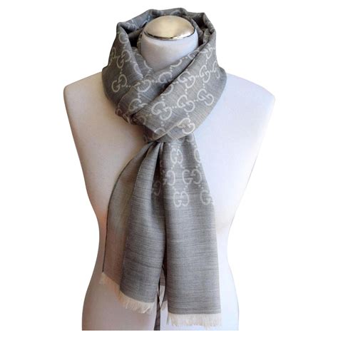 stola gucci grigio chiaro|Striped printed silk cotton stole in multicolor .